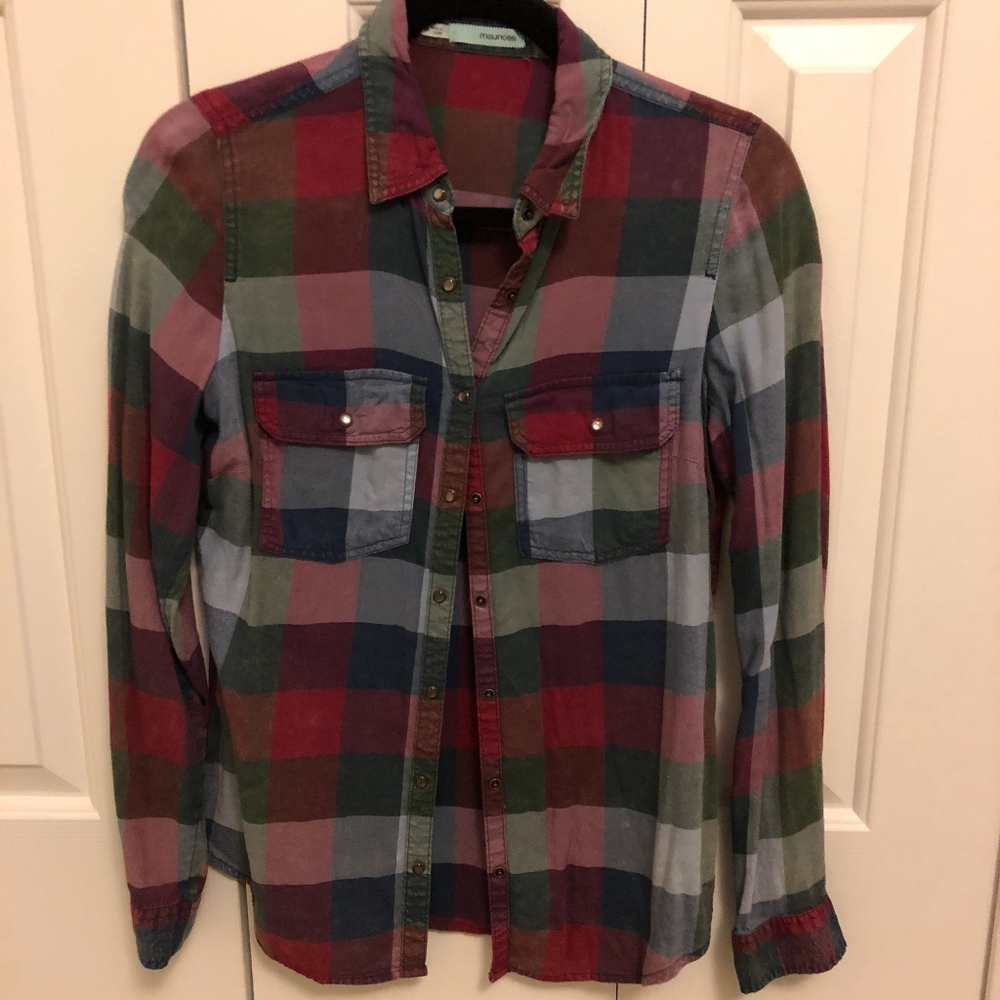 Multicolor Checkered Button Up